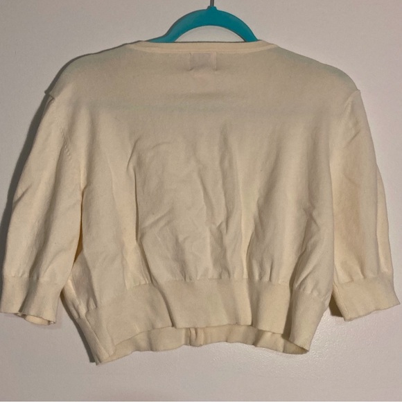 Ruby Rd Cream Cardigan with Embellished Neckline | Size XL | Elbow-length sleeve - Picture 2 of 8